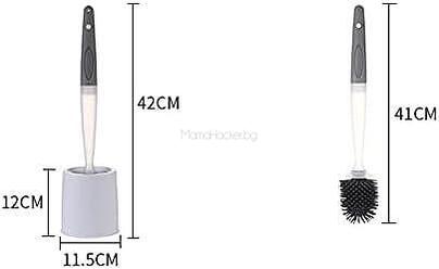 AquaClean силиконова четка за тоалетна и стойка - хигиеничен инструмент за лесно почистване на баня, органайзер и аксесоар.