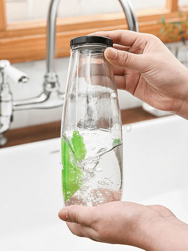 Иновативна стъклена бутилка с вода и лимон – аксесоар за кухня, практичен, лесен за носене, капак, многофункционална.