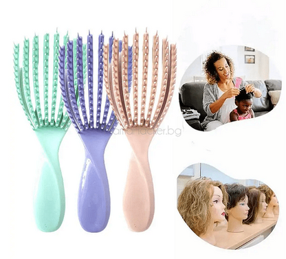 Четки за коса LuxeComb в зелено, лилаво и розово - идеални за всеки тип коса. | Поръчай от MamaHacker.bg.