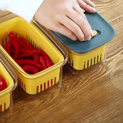 ChillBox - многофункционална кутия за хладилник с дренаж, организиране на храна, кухненски аксесоари, свежест на храните, лесно съхранение