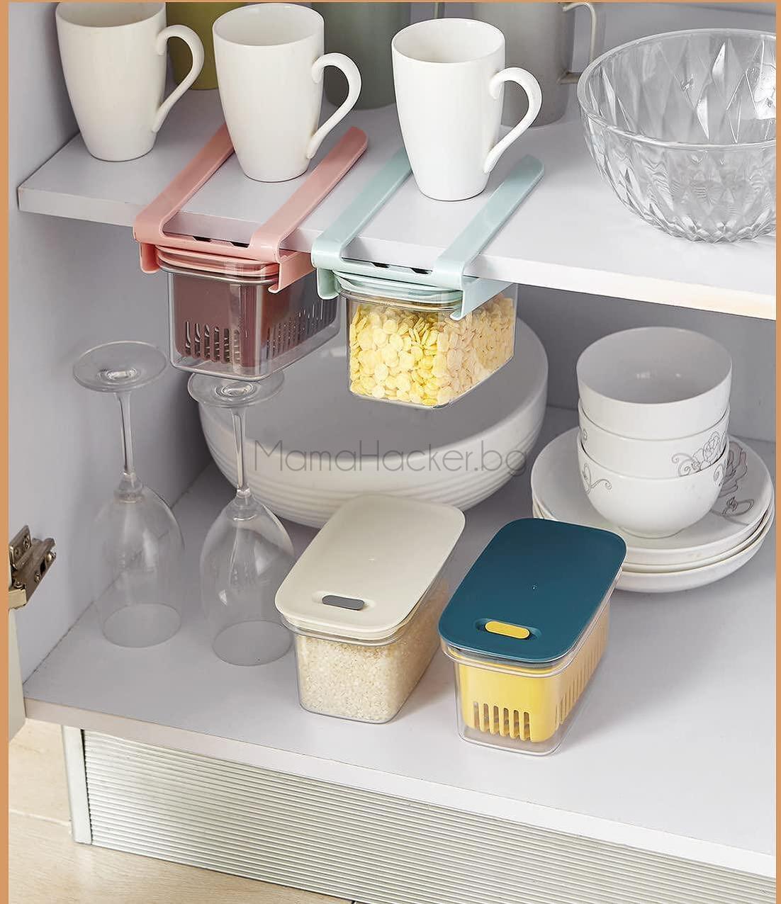 Кутии за съхранение ChillBox в кухненски шкаф, многофункционални органайзери, практични аксесоари, съхранение на храна, удобство за кухнята.