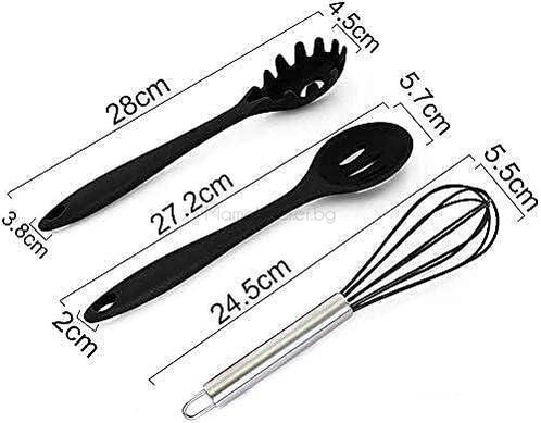 Комплект кухненски инструменти с черни силиконови прибори, подходящи за готвене и съхранение на храна | Поръчай от MamaHacker.bg