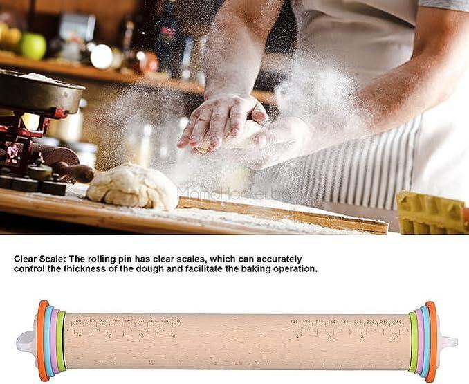Дървена точилка BakeMaster с ясни скали за контрол на тестото, идеална за кухня, помощник за готвене, online покупки, евтини кухненски аксесоари | Поръчай от MamaHacker.bg.