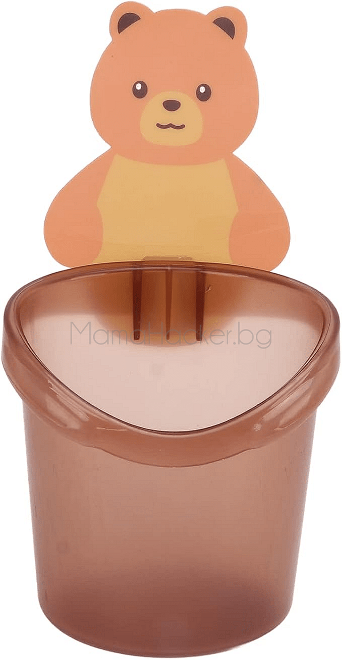 Поставка за четки с мило мече, практично решение за организация на банята, аксесоари за деца, безопасни продукти, стилен дизайн.