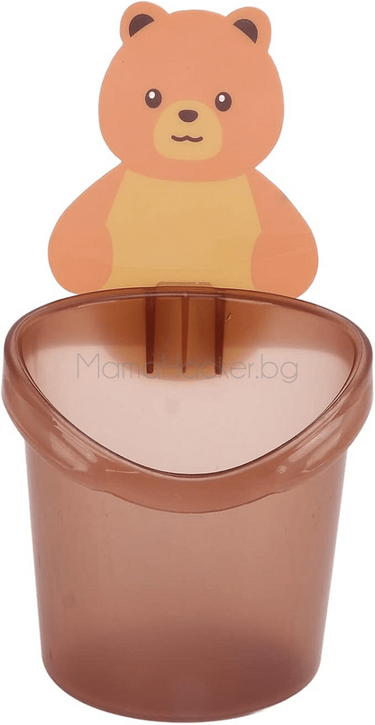 Поставка за четки с мило мече, практично решение за организация на банята, аксесоари за деца, безопасни продукти, стилен дизайн.