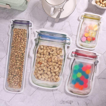 Flexi - Комплект от 4 силиконови буркани за храни с разнообразни цветни капачки, идеални за съхранение на храна.