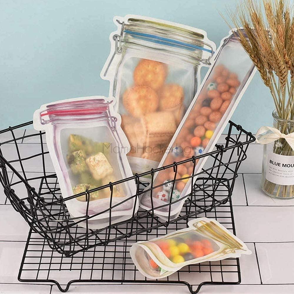 Flexi силиконови буркани за храни в кошница, устойчива галерия с капаци, практични кухненски аксесоари, организатори за съхранение на храна.