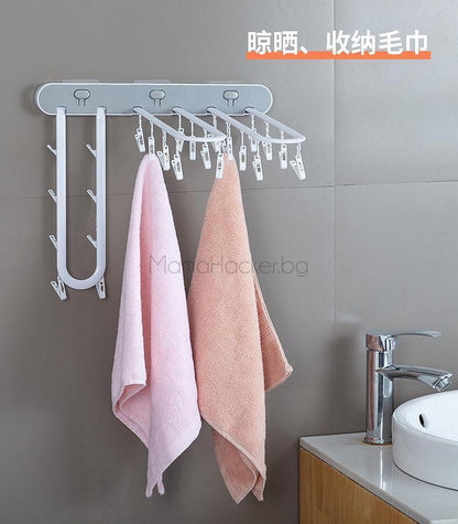 Функционална мини закачалка Clip-n-Dry за сушене на дрехи, компактни органайзери, аксесоари за кухня, икономия на място, иновативни решения