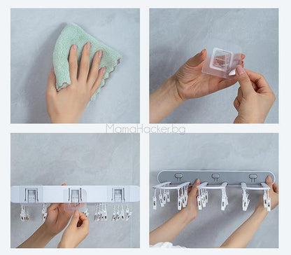 Функционална мини закачалка Clip-n-Dry, монтаж и използване, домакински аксесоари, компактни решения, практични помощници за дома