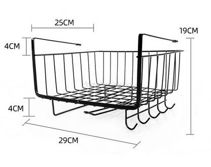 Функционална поставка Shelf Saver за шкафове - размери 25/19/29 см, стилен черен органайзер за кухня, практично съхранение на храна.