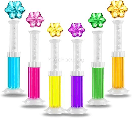 Гел с аромат Clean Blossom за почистване на тоалетни, цветни флакони, иновативен, свежест, удобно почистване.