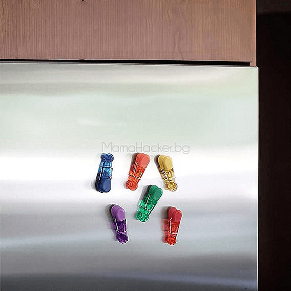 Големи MagnetClip магнитни закачалки за хладилник в различни цветове - идеални за организация и декорация на кухнята. | Поръчай от MamaHacker.bg.