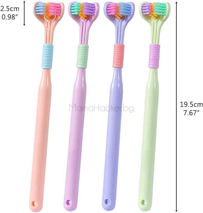 Интелигентна V-Brush - триглави четки за зъби в различни цветове, идеални за орална хигиена | Поръчай от MamaHacker.bg