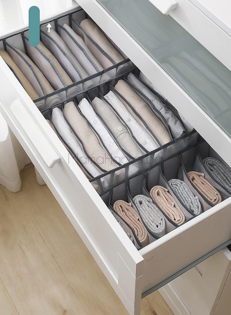 Органайзер за дрехи с 9 отделения - идеален за подредба на гардероб, практичен и компактен, отстранява мачкането на дрехи.