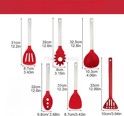 Комплект кухненски прибори CookingEssentials - функционални уреди, устойчиви силиконови материали, удобни за готвене, евтини кухненски аксесоари, бърза доставка