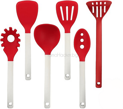 Комплект кухненски прибори CookingEssentials в червено - кухненски аксесоари, многофункционални прибори, евтини помощници за готвене, еко продукти, бърза доставка.