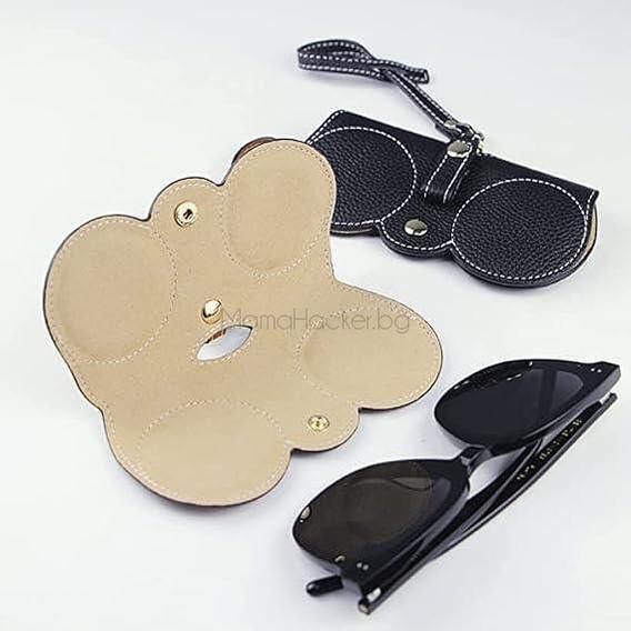 Кожен калъф за очила GlassesGuard в черен и светъл цвят, стилен и практичен, идеален за празнични подаръци на ниски цени.