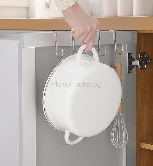 Куки за чекмеджета DoorHangers с бяла тенджера - организация, кухня, аксесоари, лесен монтаж, практичност | Поръчай от MamaHacker.bg