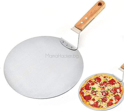 Луксозна лопата за пица Dough Master с дъбова дръжка, кухненски аксесоар, помощник за готвене, качество, издръжливост.
