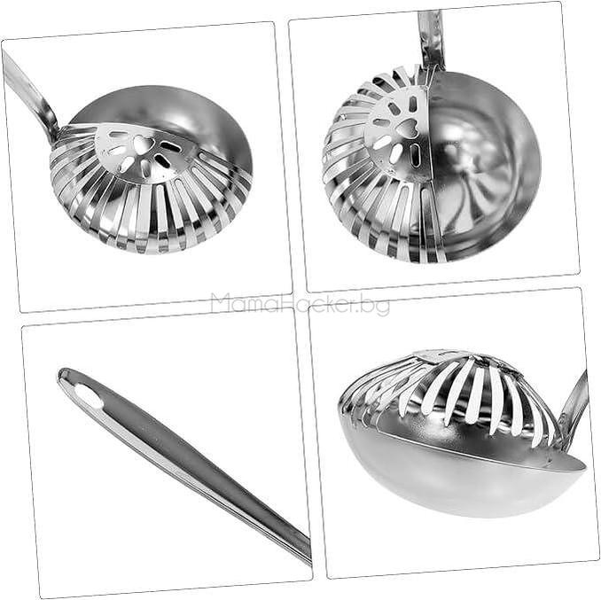 Лъжица за супа с цедка - 2-в-1, кухненски аксесоар за готвене, практично и удобно решение, евтини инструменти за кухня | Поръчай от MamaHacker.bg.