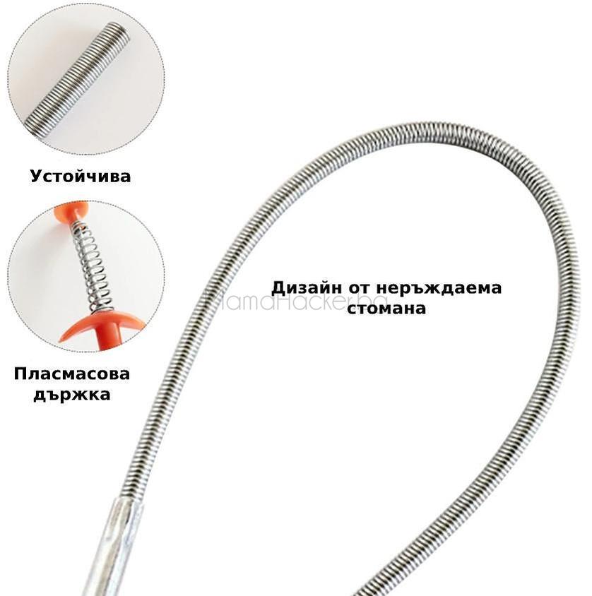 Метална кука DrainCleaner с неръждаема стомана, устойчива, за бързо отпушване на канали, практичен кухненски инструмент.
