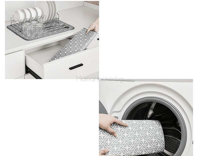 Микрофибърна подложка QuickDry за кухня, лесно чистене, абсорбираща, аксесоар за съхранение, бърза доставка.