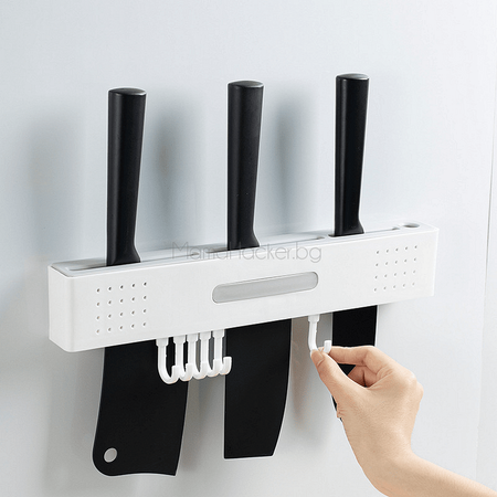 Многофункционална поставка Knife Nest за ножове с органайзер на стената, удобна за кухня и спестяване на място | Поръчай от MamaHacker.bg