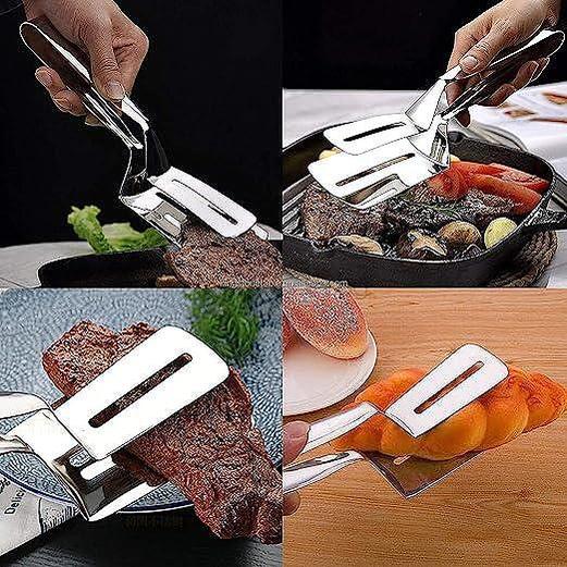 Многофункционални Steel Grip щипки за грил, неръждаема стомана, кухненски аксесоари, готвене, лесно използване.