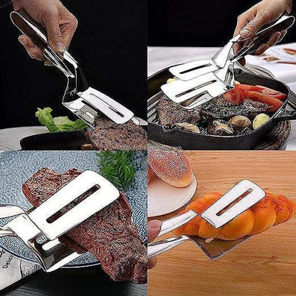 Многофункционални Steel Grip щипки за грил, неръждаема стомана, кухненски аксесоари, готвене, лесно използване.