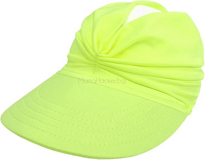 Модерна шапка SunProtect в неонова жълта, UV защита, стилен дизайн, лека и удобна, защита от слънцето | Поръчай от MamaHacker.bg
