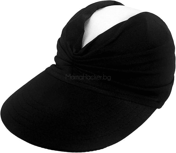 Модерна черна шапка SunProtect за слънчева защита, стил, удобство, UV защита, аксесоар за плаж | Поръчай от MamaHacker.bg.