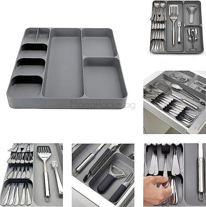 Мултифункционален KitchenOrganizer за кухня - практичен органайзер за прибори, аксесоари, съхранение, еко материали, лесно чистене.