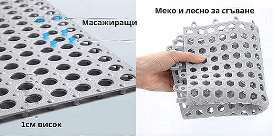 Нехлъзгаща се подложка SlipStop Mat, удобна за съхранение, идеална за безопасност в банята, евтина и практична.