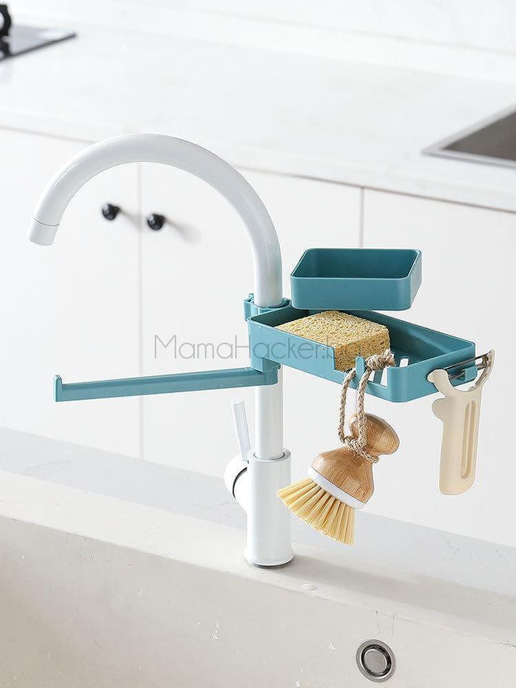 Органайзер за мивка DishMaster с гъба и четка - идеални кухненски аксесоари за организация и пестене на място