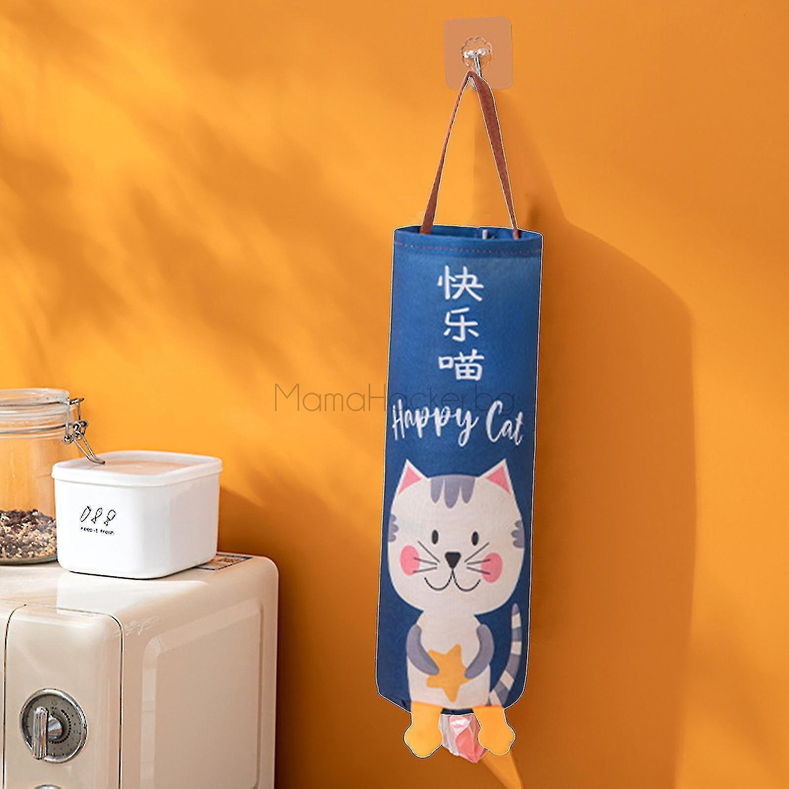 Органайзер за торби с изображение на коте, идеален за кухня и баня, практични аксесоари за дома, ниски цени онлайн, функционален помощник.