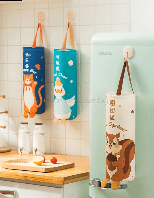 Органайзер за отпадъци MessManager с животински мотиви, еко аксесоар за кухня, удобно съхранение, лесно чистене, практичен помощник.