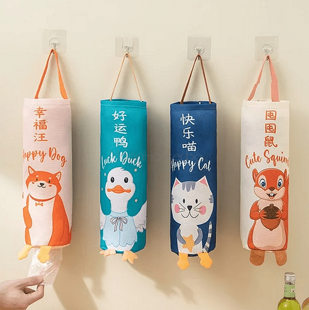 Органайзер за отпадъци с мил дизайн на животни, идеален помощник за кухня и баня, компактни аксесоари с екологичен акцент.