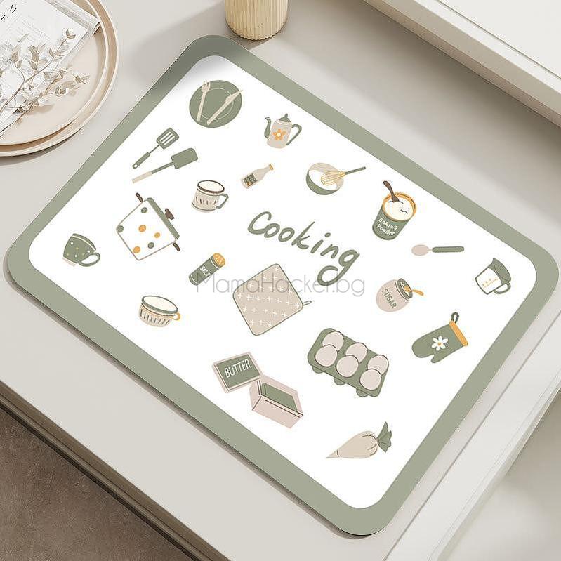 Подложка SinkMat с картинки за готвене, кухненски аксесоари, функционалност, стил, улесняване на живота в кухнята.