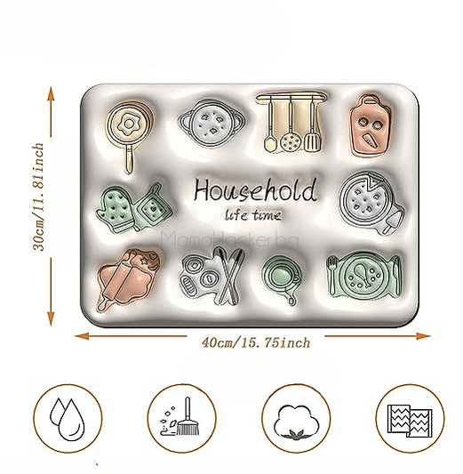Подложка Household с кухненски аксесоари, практични решения за организация и красиво съхранение на предмети.