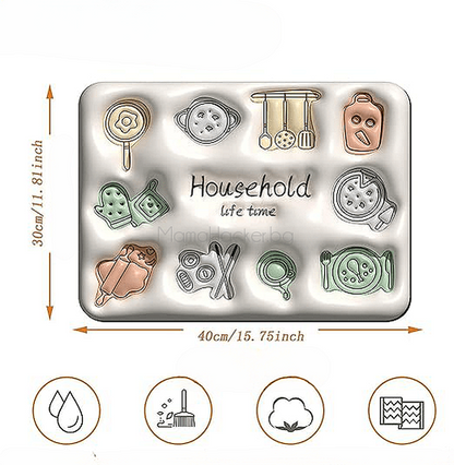 Подложка Household с кухненски аксесоари, практични решения за организация и красиво съхранение на предмети.