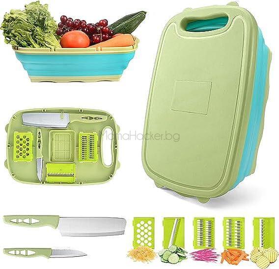 PortaKitchen - 9 в 1 кухненско ренде, компактен органайзер за кухня, многослойни прибори, функционални аксесоари, иновации за готвене