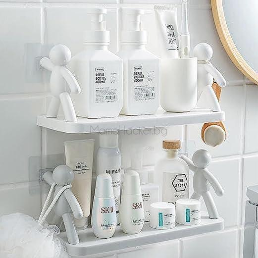 Практичен рафт за стена VersaShelf, организиране на козметика, аксесоари за баня, компактно съхранение, стилно оформление.