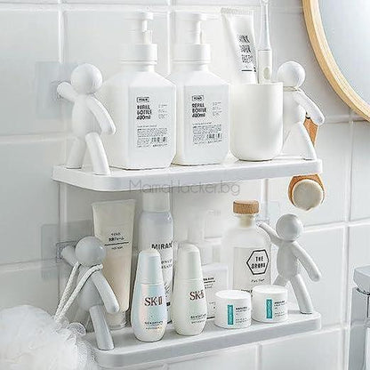 Практичен рафт за стена VersaShelf, организиране на козметика, аксесоари за баня, компактно съхранение, стилно оформление.