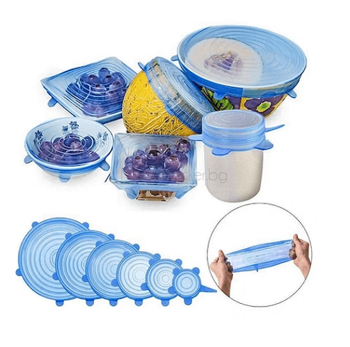 QuickSeal силиконови капаци за храна, многофункционални, екологични, за съхранение, евтини кухненски аксесоари | Поръчай от MamaHacker.bg