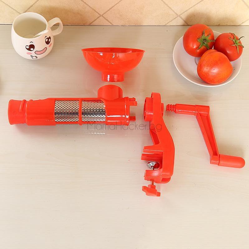 Ръчна мелачка Tomato Mill за домати, кухненски уред, удобен, ефективен, червен аксесоар за готвене, компактна кухня