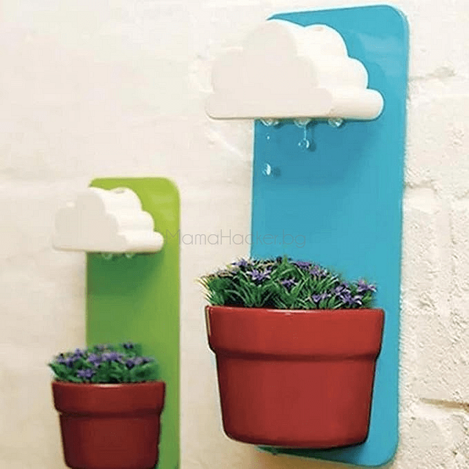 Саксия CloudPot с приставка за поливане и облак, стилен органайзер за растения, иновации за дома, онлайн покупки, ниски цени | Поръчай от MamaHacker.bg