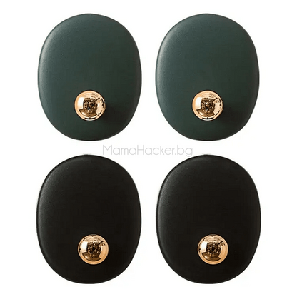 Самозалепящи се куки за стена - комплект в черно и зелено, удобни органайзери за дома, евтини аксесоари с модерен дизайн.