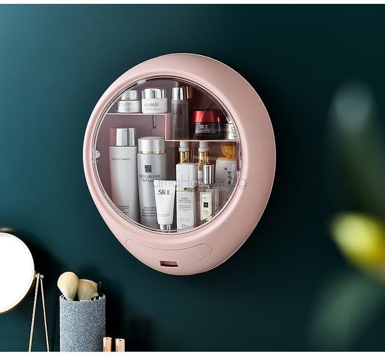 Самозалепващ GlamBox органайзер за козметика на стената, идеален за спестяване на място, практичен и модерен. | Поръчай от MamaHacker.bg