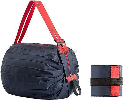Сгъваема пазарска чанта PortaBag в синьо и червено, удобна и устойчива, 20 кг капацитет, екологични аксесоари за пазаруване, ниска цена