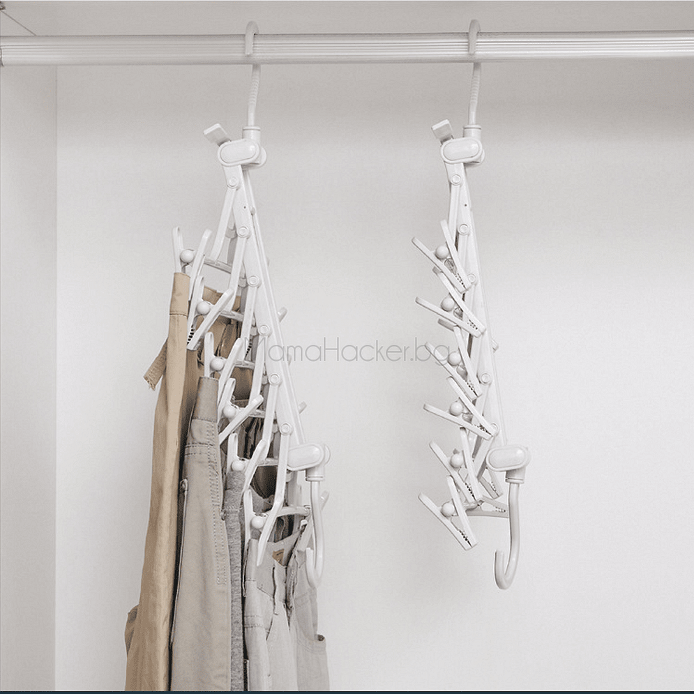 Сгъваема закачалка ClosetMax за дънки и панталони, органайзер за гардероб, спестяване на място, ефективно съхранение, практични аксесоари